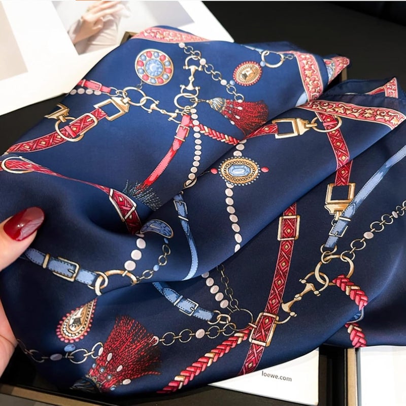 Sumolux Head Hair Scarf for Women Like Satin Silk Scarf Bandana Hair Wrapping Night Large Square Scarves 27.5" - Image 5